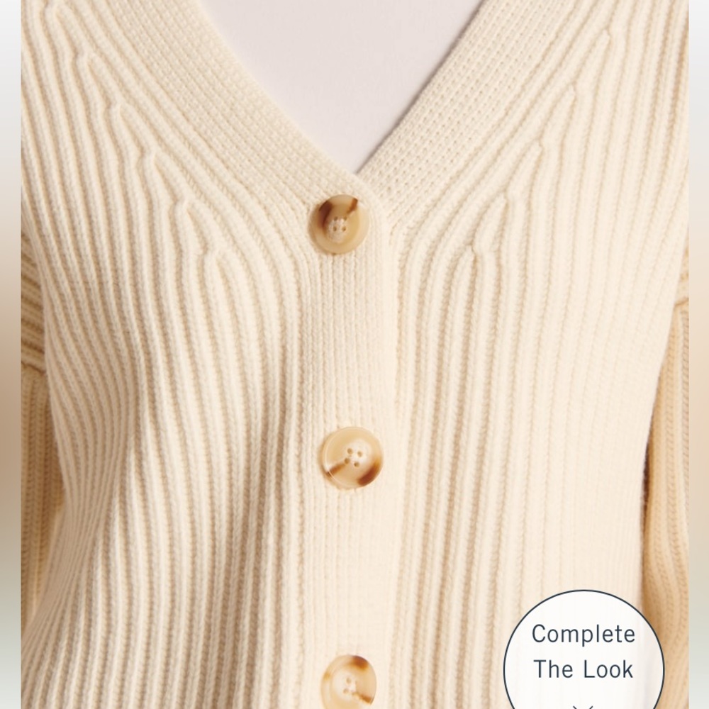 Merino Wool-Blend Ribbed Cardigan - Picture 5 of 7
